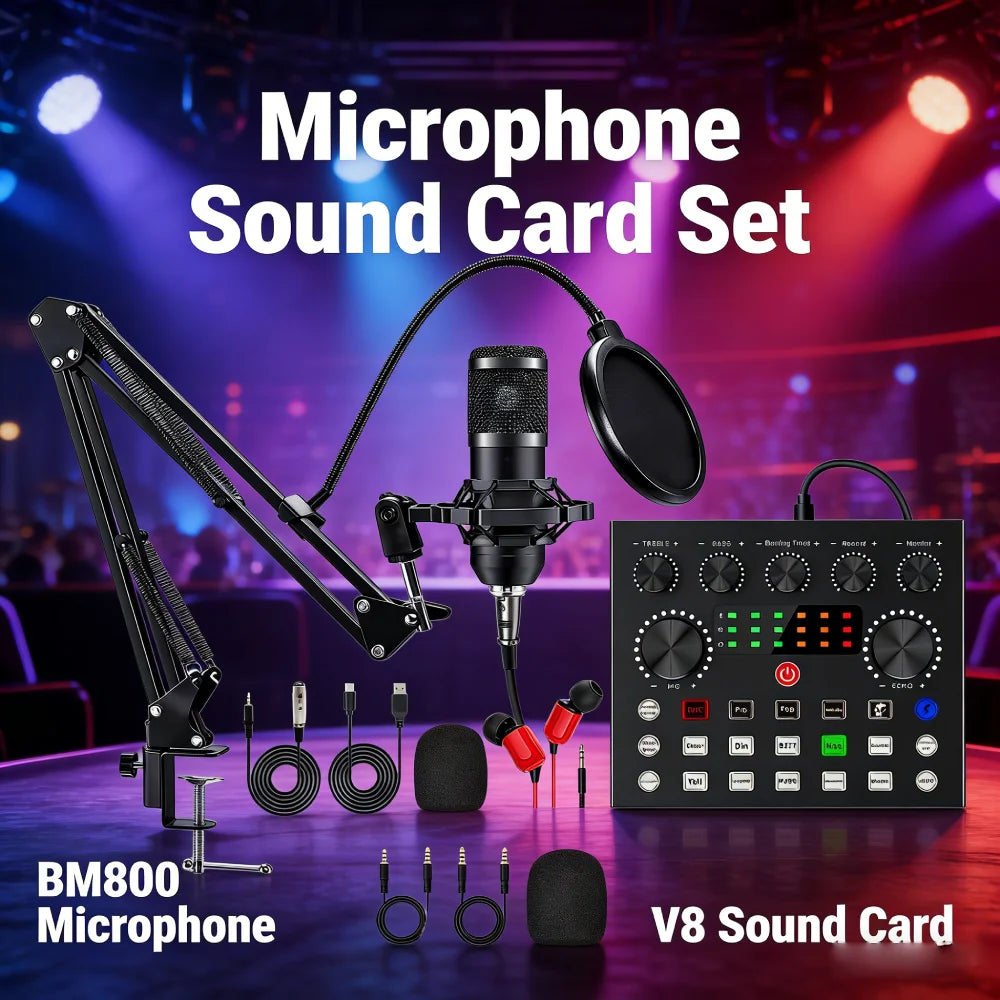 Professional Podcast Microphone with SoundCard Kit