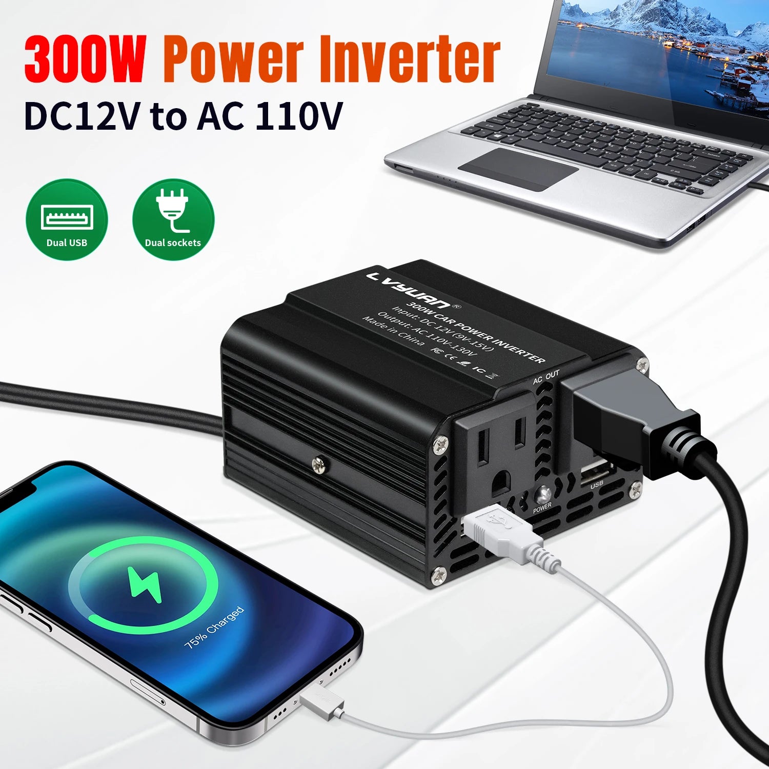 500W/300W Inverter DC12V AC110V