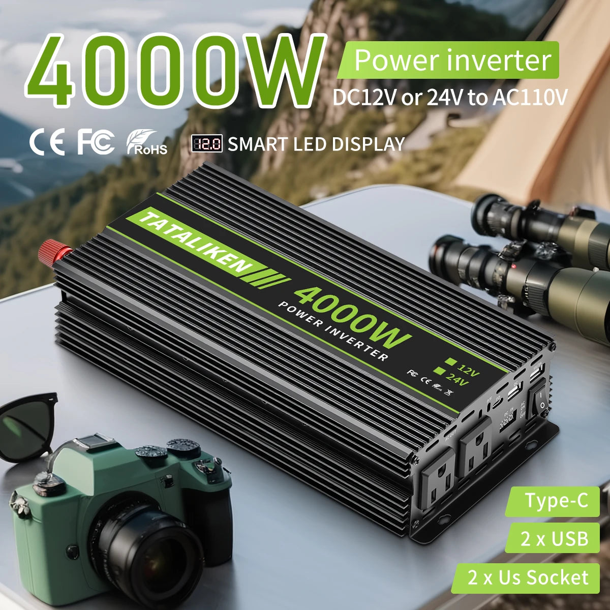 4000W inverter 12V/24V to 110V