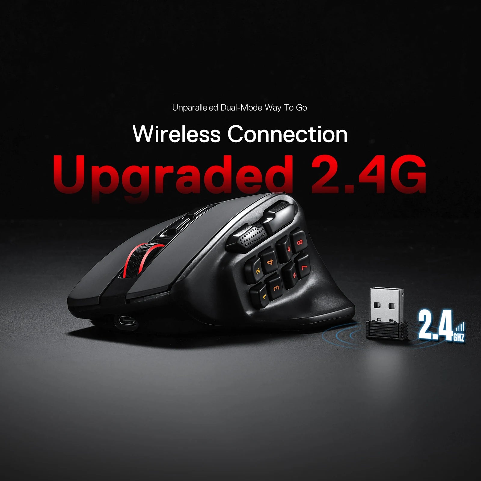 Redragon M811 PRO Wireless Gaming Mouse, 15 Programmable Buttons