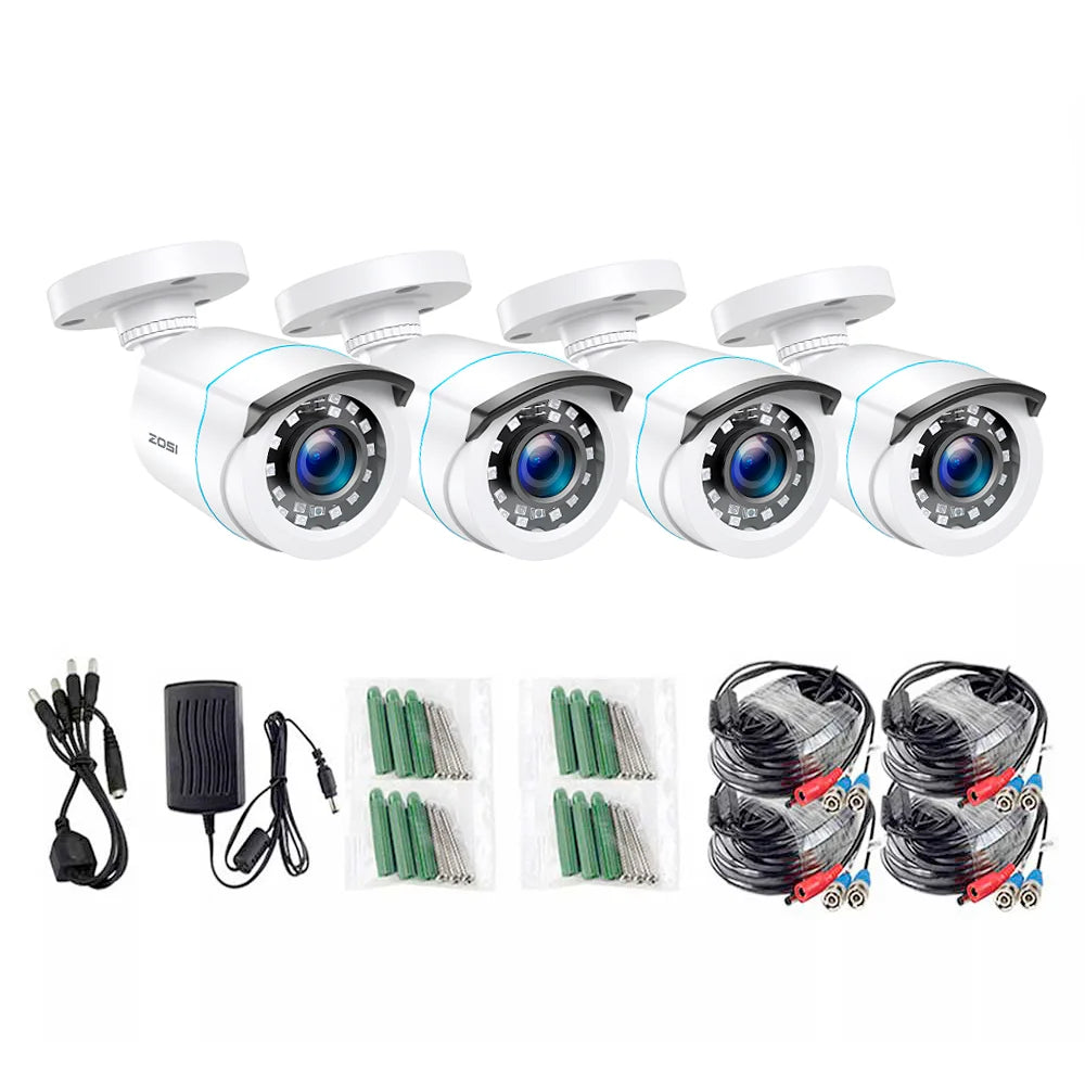 ZOSI 1080P 4 Pack HD TVI Indoor/Outdoor Security Cameras