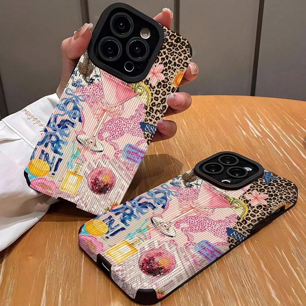 Fashion Leopard-pattern Phone Case for Fall, Anti-drop Protector Cover Compatible for IPhone 17 16 Pro Max 15 Pro 14Plus 13 12