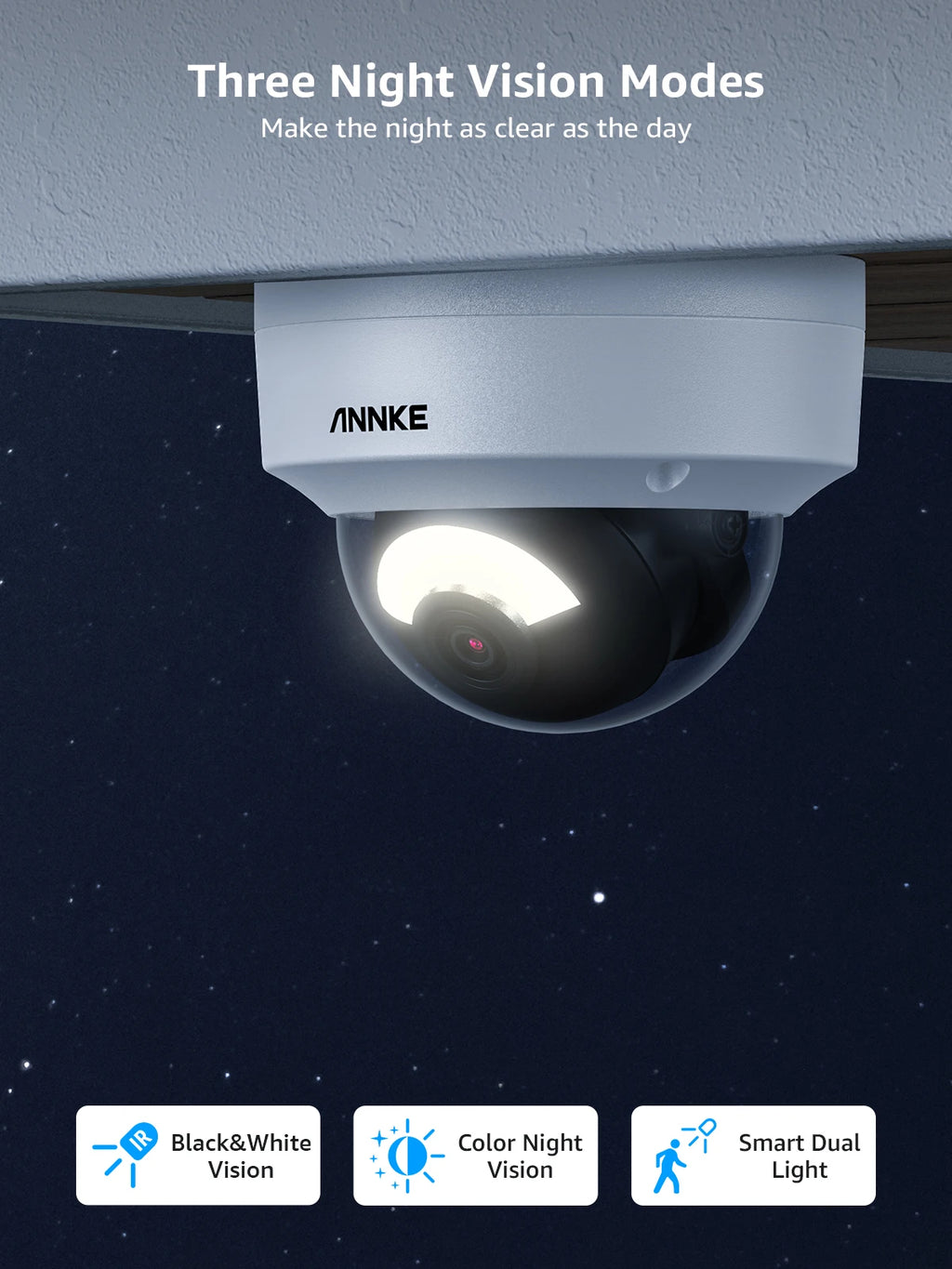 PoE Outdoor Security Camera, Dual Light, Built-in Mic