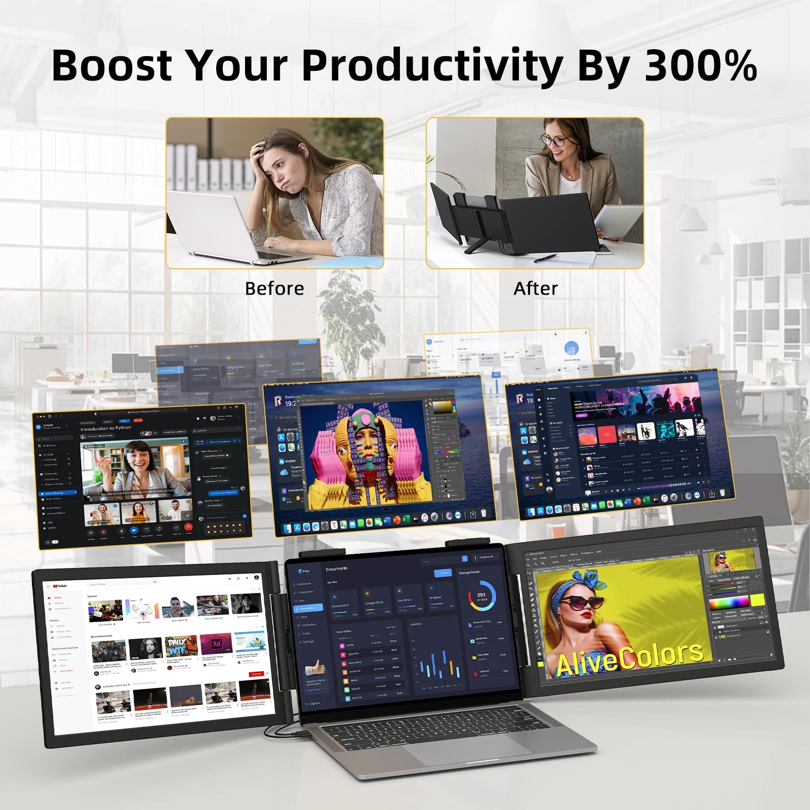 Amoudo 14 Inch 1920*1080P Dual Laptop Monitor