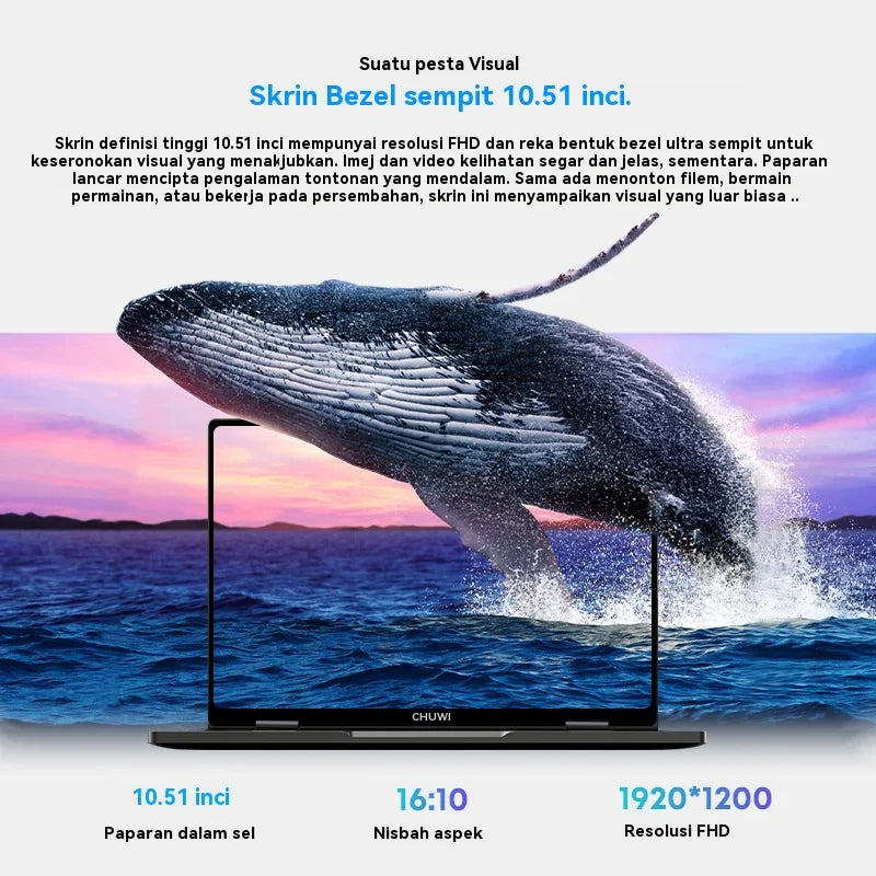 2 in 1 Laptop Intel N150(up to 3.6GHz) 512GB ROM 16GB LPDDR5 10.51" Windows 11