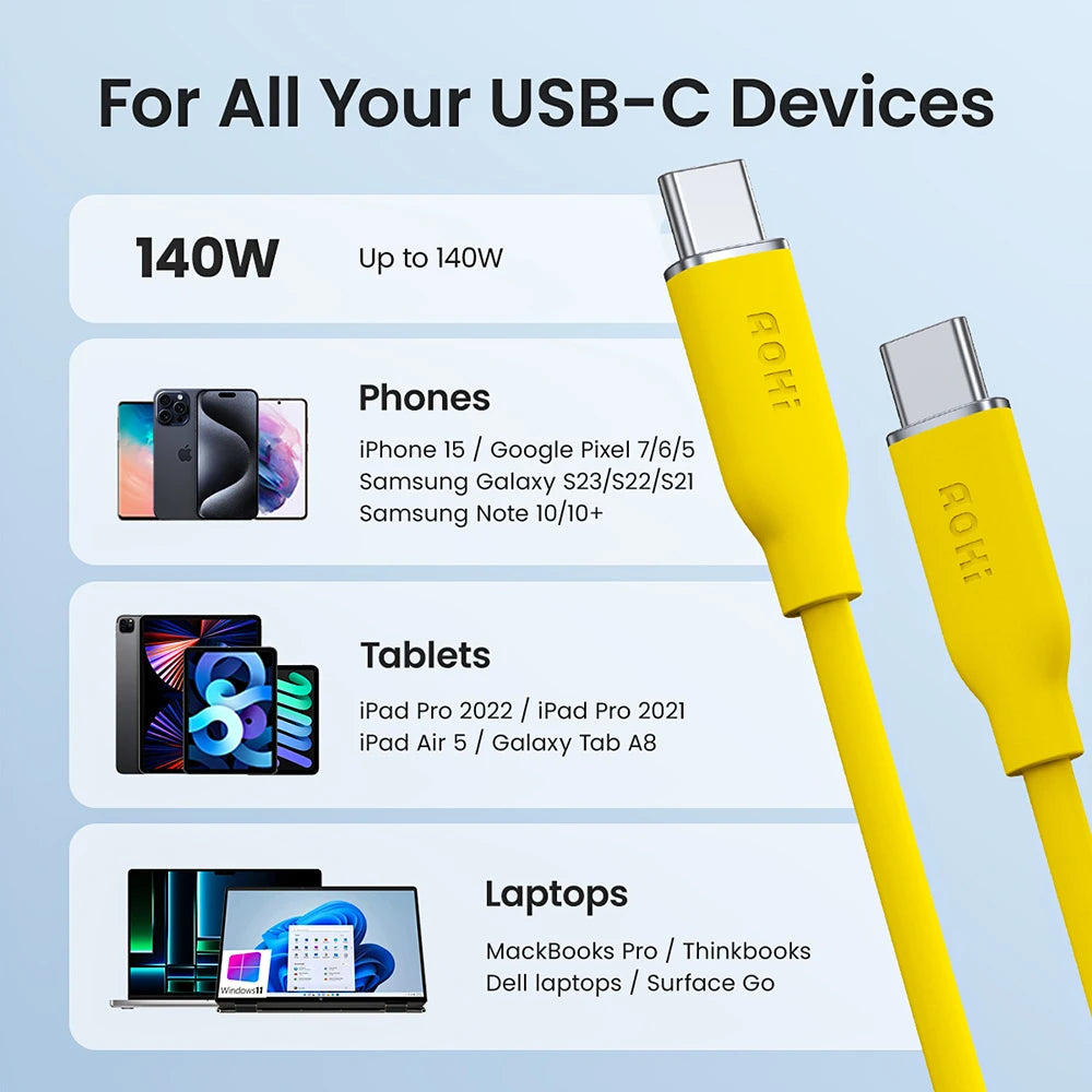 USB C to USB C Fast-charging Silky Cable