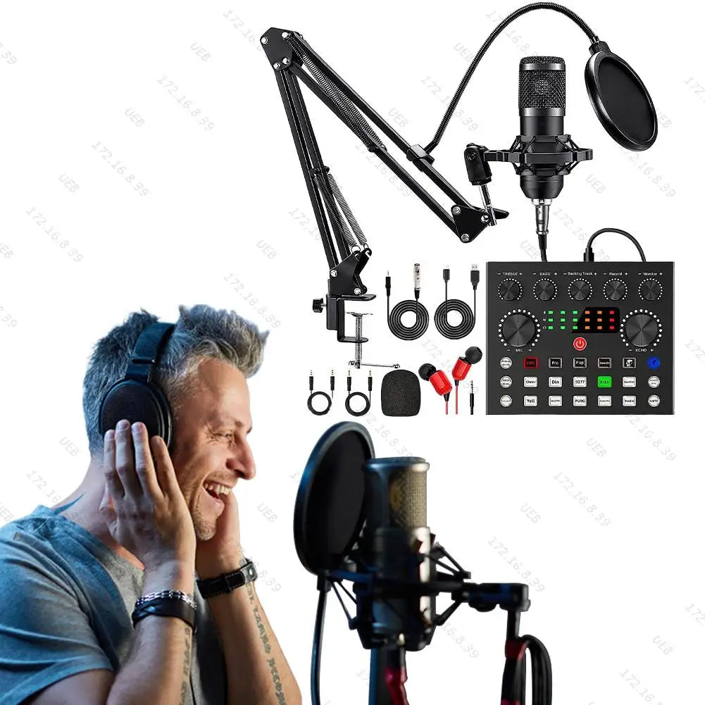 Professional Podcast Microphone with SoundCard Kit
