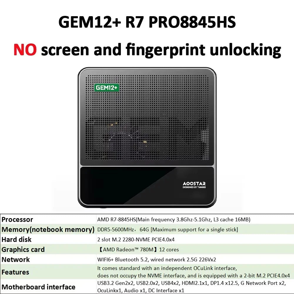 Mini Gaming PC AMD Ryzen 7 8745HS High Performance USB4 DDR5 5600MHz