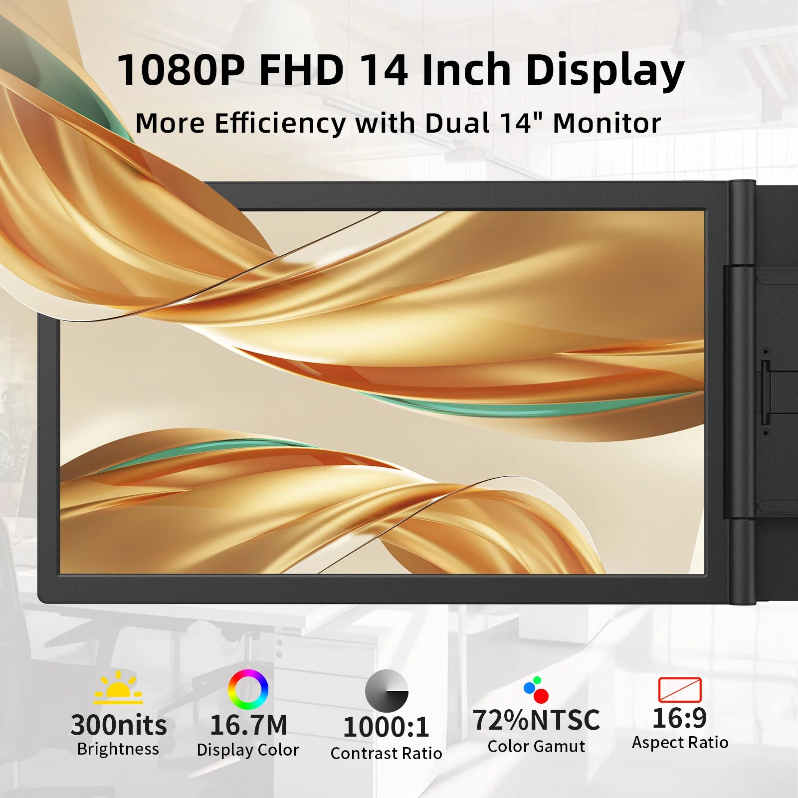 Amoudo 14 Inch 1920*1080P Dual Laptop Monitor