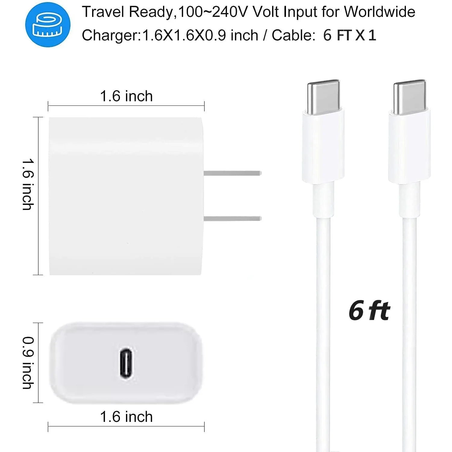 Fast Charger for iPhone 16, iPhone 15, iPad