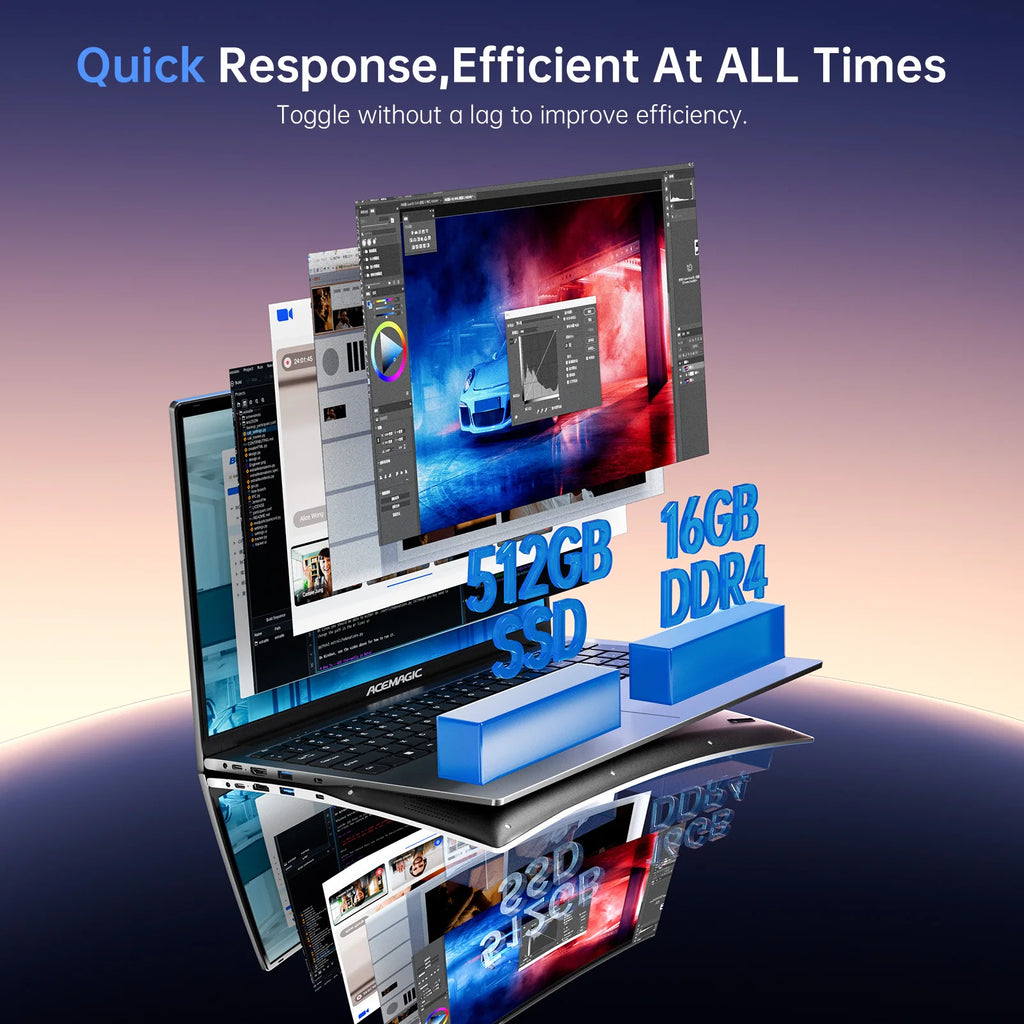 ACEMAGIC 17.3inch Laptop with High Performance Quad Core-12th Alder Lake N97 16GB RAM 512GB ROM