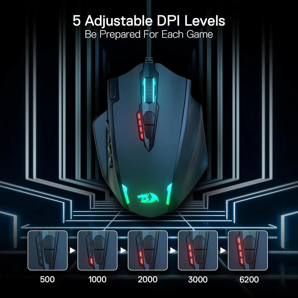 Redragon M908 RGB Backlight LED USB Wired Gaming Mouse 18 Programmable Mouse Buttons
