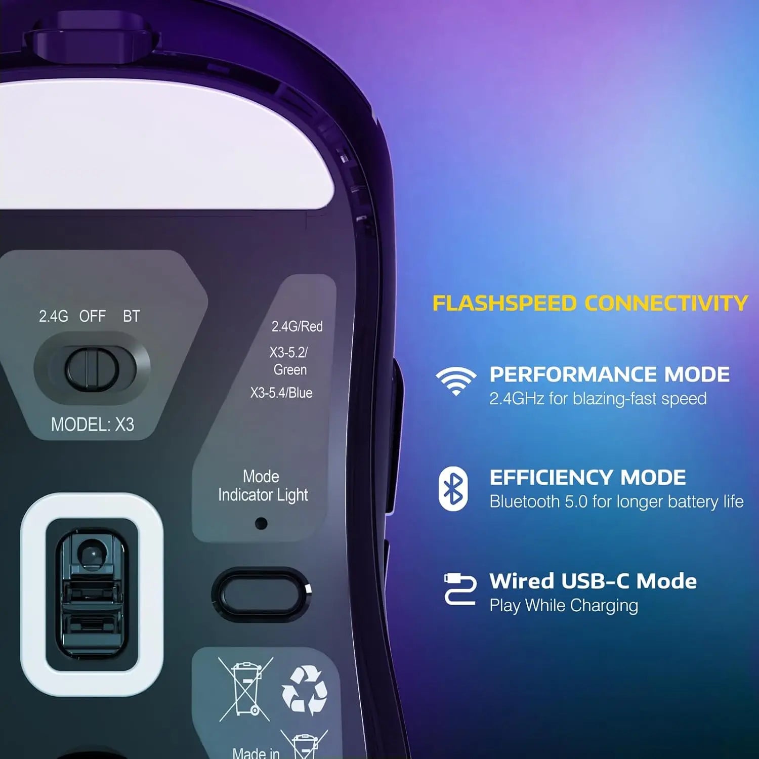 ATTACK SHARK X3 Lightweight Wireless Gaming Mouse