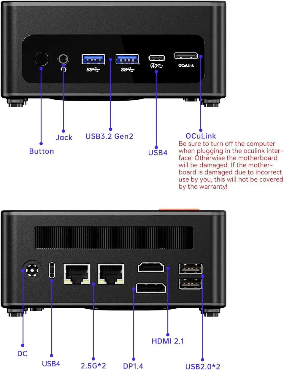 Mini Gaming PC AMD Ryzen 7 8745HS High Performance USB4 DDR5 5600MHz