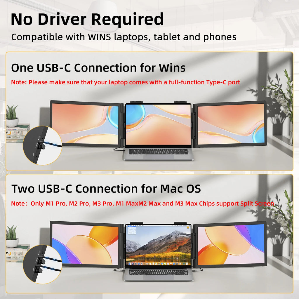 Amoudo 14 Inch 1920*1080P Dual Laptop Monitor