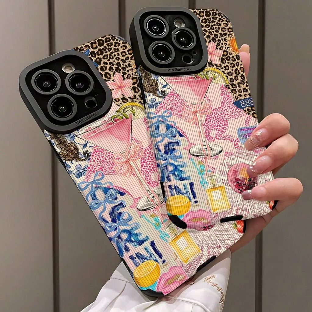 Fashion Leopard-pattern Phone Case for Fall, Anti-drop Protector Cover Compatible for IPhone 17 16 Pro Max 15 Pro 14Plus 13 12